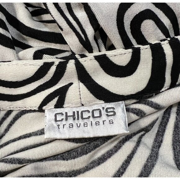 Chico's 0 Sz S Black Slinky Psychedelic Geo Print Cardigan Jacket Pockets - Picture 4 of 6
